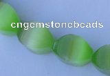 CCT28 14 inches 10*14mm twisted light green cats eye beads wholesale