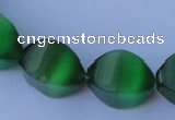 CCT29 14 inches 10*14mm twisted green cats eye beads wholesale