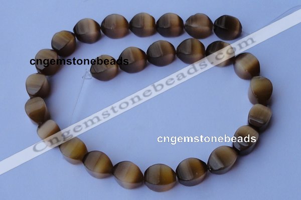 CCT31 14 inches 10*14mm twisted tiger yellow cats eye beads wholesale