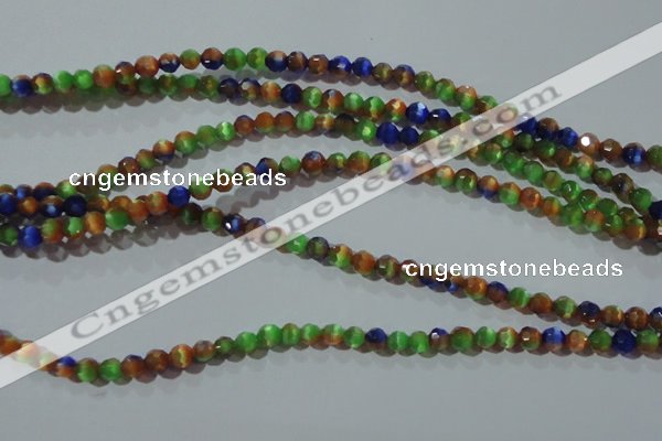 CCT317 15 inches 4mm faceted round cats eye beads wholesale