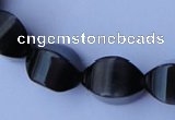 CCT32 14 inches 10*14mm twisted black cats eye beads wholesale