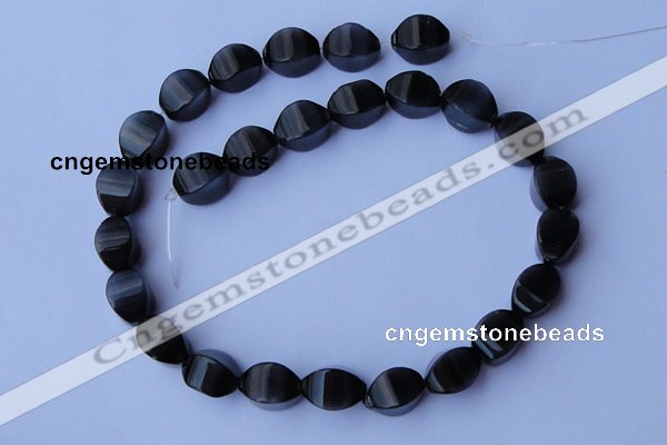 CCT32 14 inches 10*14mm twisted black cats eye beads wholesale