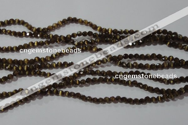 CCT320 15 inches 4mm faceted round cats eye beads wholesale