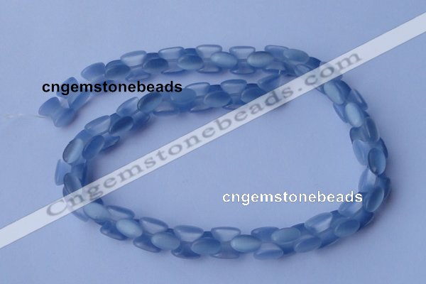 CCT37 14.5 inches 6*10mm drum-shaped light blue cats eye beads