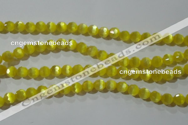 CCT376 15 inches 8mm faceted round cats eye beads wholesale