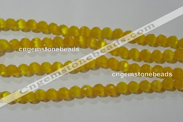 CCT377 15 inches 8mm faceted round cats eye beads wholesale