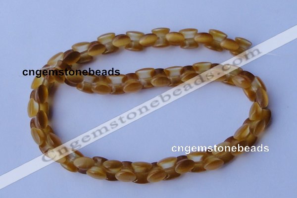 CCT38 14.5 inches 6*10mm drum-shaped honey yellow cats eye beads