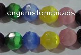 CCT386 15 inches 8mm faceted round cats eye beads wholesale