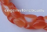 CCT39 14.5 inches 6*10mm drum-shaped orange red cats eye beads