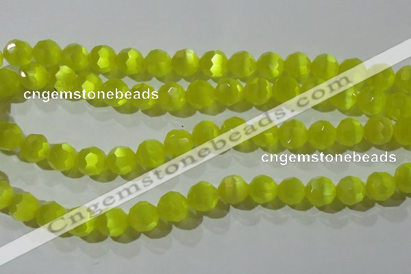 CCT393 15 inches 10mm faceted round cats eye beads wholesale