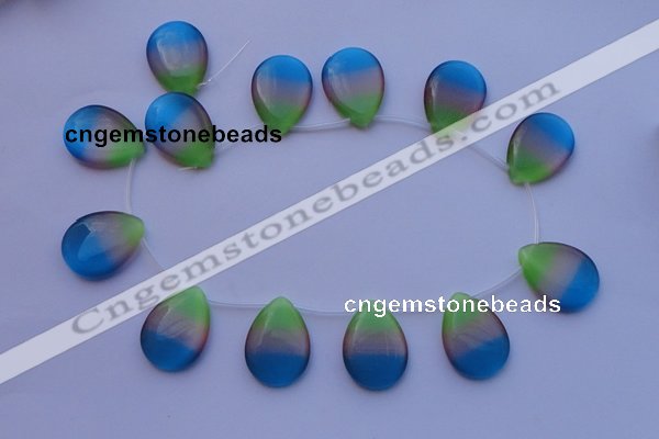 CCT44 14.5 inches 22*30mm flat teardrop mix color cats eye beads