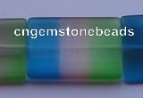 CCT45 15 inches 25*35mm flat rectangle mix color cats eye beads