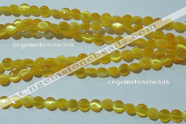 CCT455 15 inches 6mm flat round cats eye beads wholesale