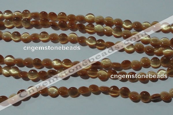 CCT457 15 inches 6mm flat round cats eye beads wholesale