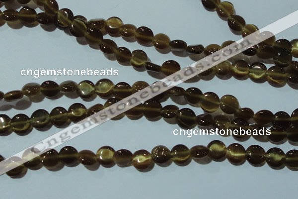 CCT458 15 inches 6mm flat round cats eye beads wholesale