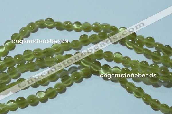 CCT459 15 inches 6mm flat round cats eye beads wholesale