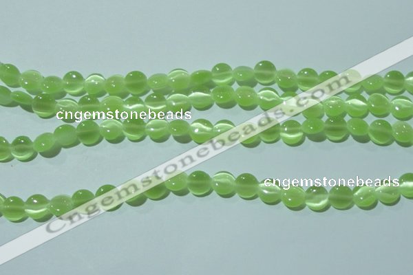 CCT460 15 inches 6mm flat round cats eye beads wholesale