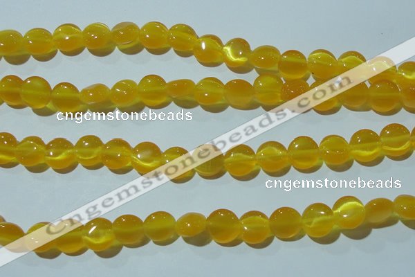 CCT484 15 inches 8mm flat round cats eye beads wholesale