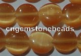 CCT485 15 inches 8mm flat round cats eye beads wholesale