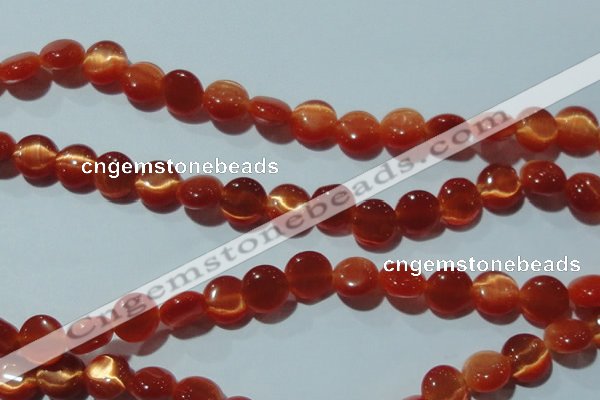 CCT487 15 inches 8mm flat round cats eye beads wholesale