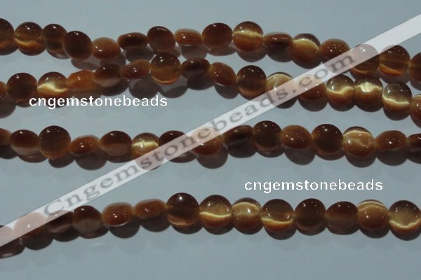 CCT488 15 inches 8mm flat round cats eye beads wholesale