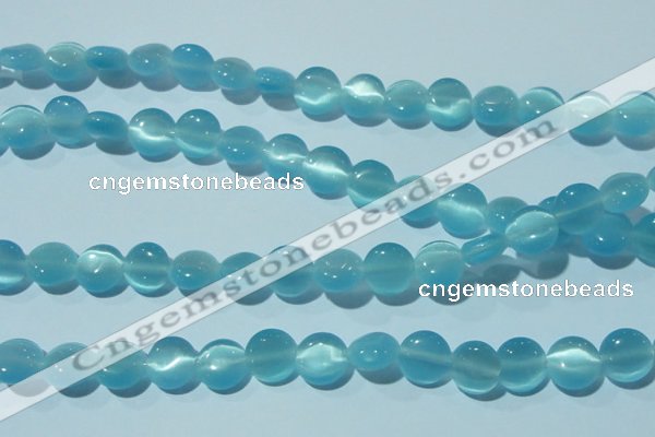 CCT492 15 inches 8mm flat round cats eye beads wholesale