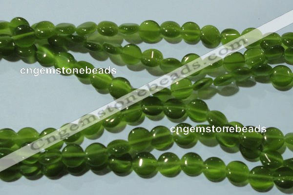 CCT495 15 inches 8mm flat round cats eye beads wholesale