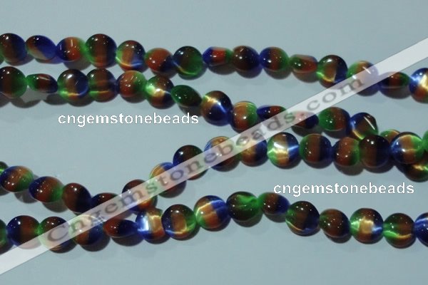 CCT499 15 inches 8mm flat round cats eye beads wholesale