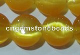 CCT515 15 inches 10mm flat round cats eye beads wholesale