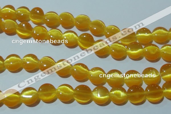 CCT515 15 inches 10mm flat round cats eye beads wholesale