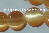 CCT516 15 inches 10mm flat round cats eye beads wholesale