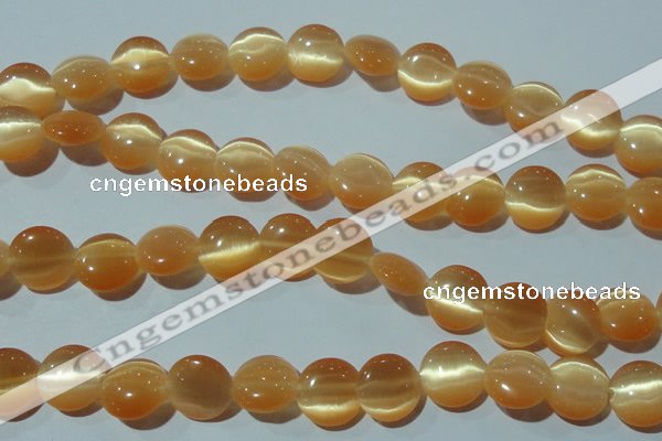 CCT516 15 inches 10mm flat round cats eye beads wholesale