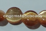 CCT517 15 inches 10mm flat round cats eye beads wholesale