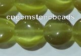 CCT519 15 inches 10mm flat round cats eye beads wholesale