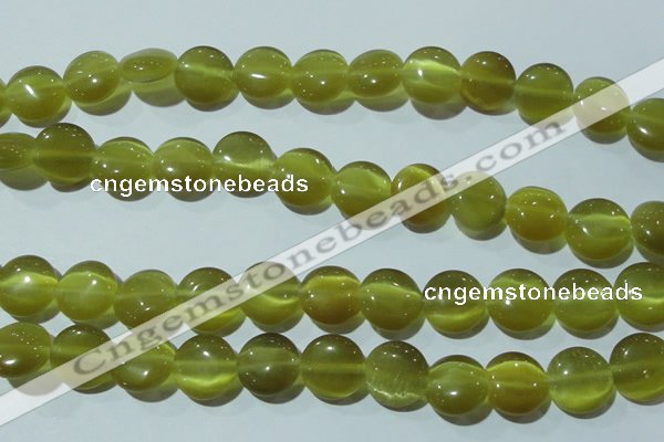 CCT519 15 inches 10mm flat round cats eye beads wholesale