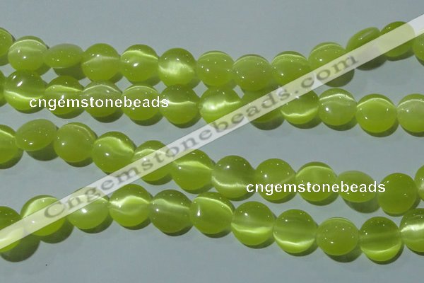 CCT520 15 inches 10mm flat round cats eye beads wholesale