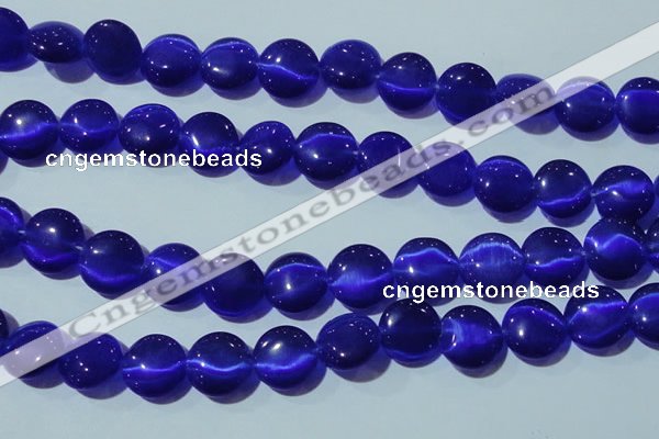 CCT525 15 inches 10mm flat round cats eye beads wholesale
