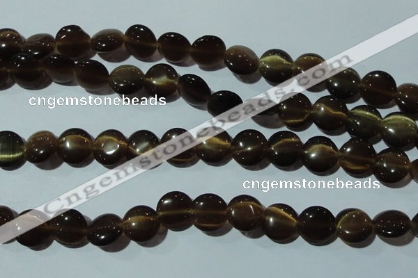 CCT527 15 inches 10mm flat round cats eye beads wholesale