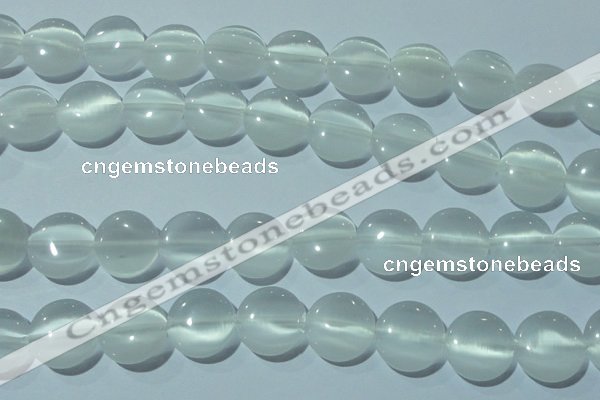 CCT540 15 inches 12mm flat round cats eye beads wholesale