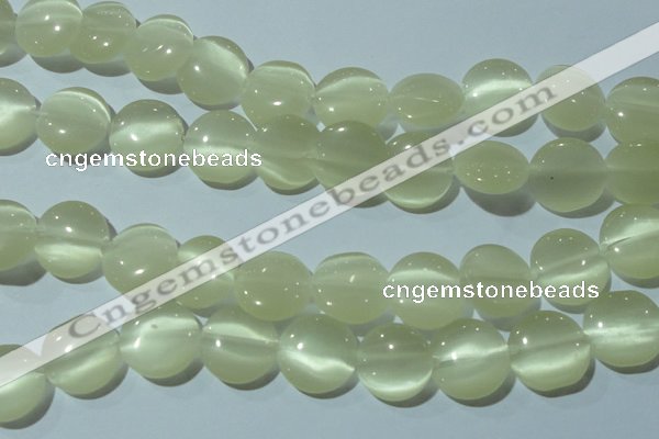 CCT541 15 inches 12mm flat round cats eye beads wholesale