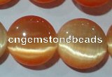 CCT543 15 inches 12mm flat round cats eye beads wholesale