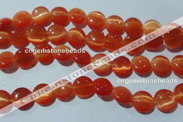 CCT546 15 inches 12mm flat round cats eye beads wholesale