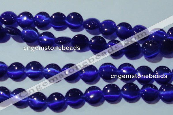 CCT551 15 inches 12mm flat round cats eye beads wholesale