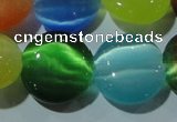 CCT552 15 inches 12mm flat round cats eye beads wholesale