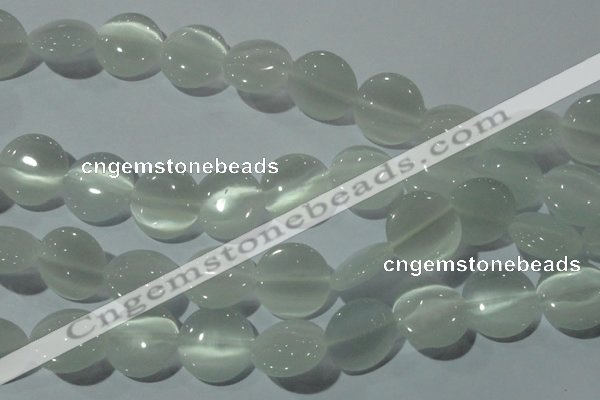 CCT570 15 inches 14mm flat round cats eye beads wholesale