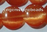 CCT572 15 inches 14mm flat round cats eye beads wholesale