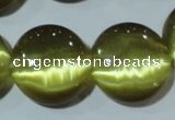 CCT573 15 inches 14mm flat round cats eye beads wholesale