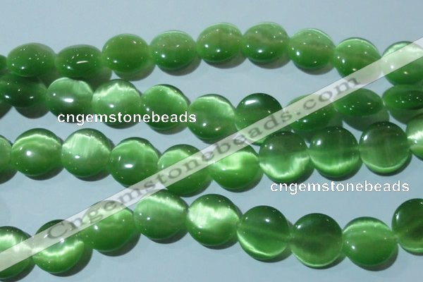 CCT575 15 inches 14mm flat round cats eye beads wholesale