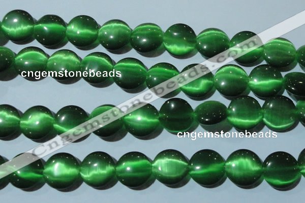 CCT576 15 inches 14mm flat round cats eye beads wholesale