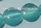 CCT577 15 inches 14mm flat round cats eye beads wholesale